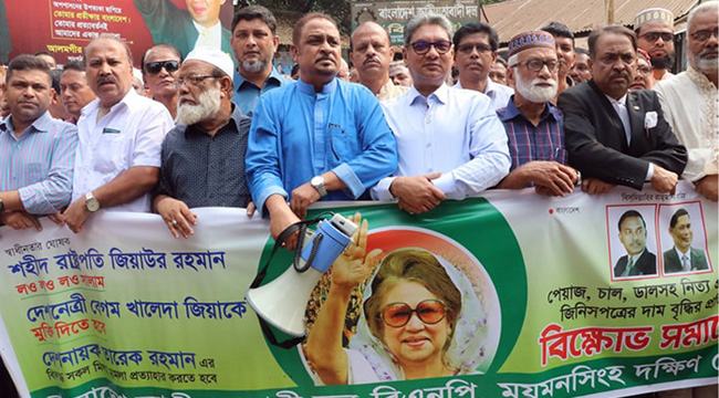 পেঁয়াজসহ নিত্যপ্রয়োজনীয় পণ্যের মূল্য বৃদ্ধির প্রতিবাদে ময়মনসিংহে বিএনপির বিক্ষোভ সমাবেশ