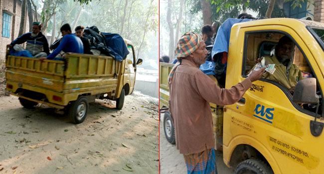 ট্রাকে চাল নিয়ে মাইকিং, মুহুর্তেই বিক্রি হচ্ছে ব্স্তার ব্স্তা