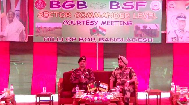 হিলি সীমান্তে বিজিবি ও বিএসএফ পতাকা বৈঠক অনুষ্ঠিত