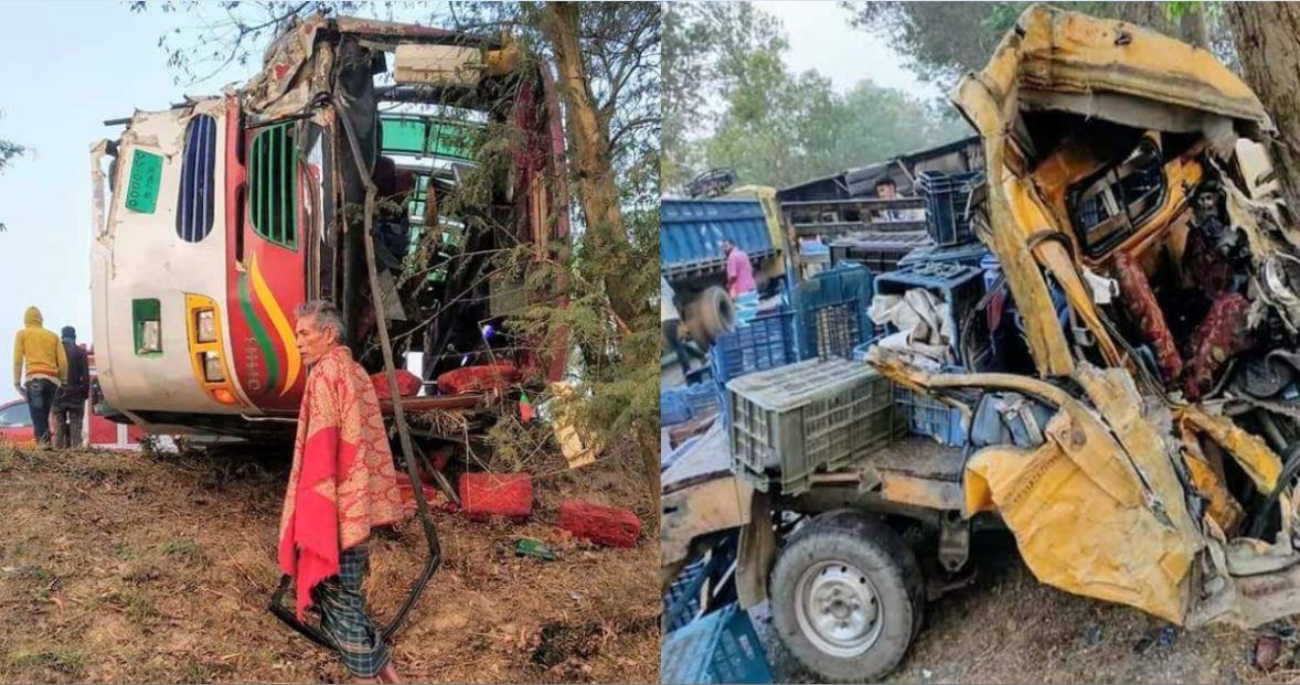 রাজশাহীতে বাস-ট্রাক মুখোমুখি সংঘর্ষে নিহত ২