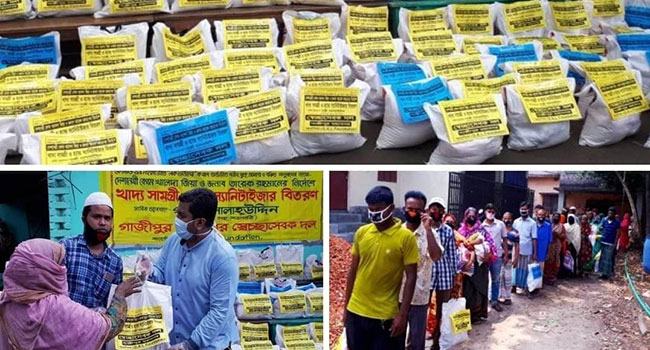 টঙ্গীতে স্বেচ্ছাসেবকদল নেতার ত্রাণ বিতরণ