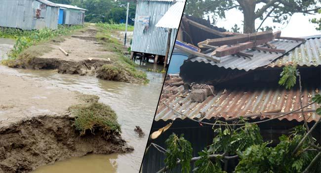 রাঙ্গাবালীতে ঘূর্ণিঝর আমফানে শতাধিক বাড়িঘর বিধ্বস্ত