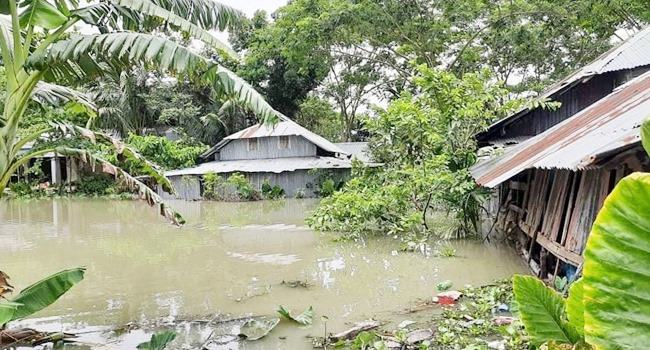 এখনো অনেক বাড়ি পানির নিচে