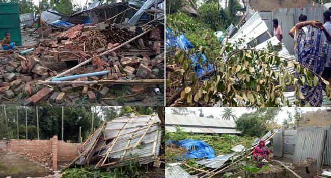 আত্রাইয়ে টর্নেডোর আঘাতে ২ গ্রামের বিধ্বস্ত দুই শতাধিক ঘরবাড়ি, আহত ৫