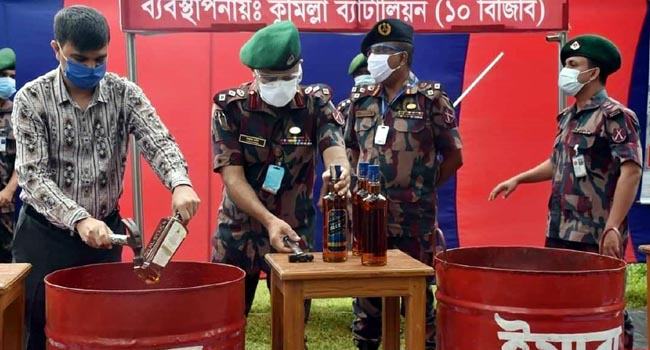 কুমিল্লায় সাত মাসে সোয়া সাত কোটি টাকার মাদক ধ্বংস