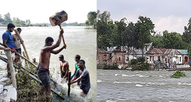 সিংড়ায় আত্রাই নদীতে বিলীন ১৬ বসতভিটা হুমকির মুখে আরো অর্ধশত ঘর-বাড়ি
