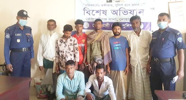 নোয়াখালীতে পৃথক অভিযানে আটক ৯