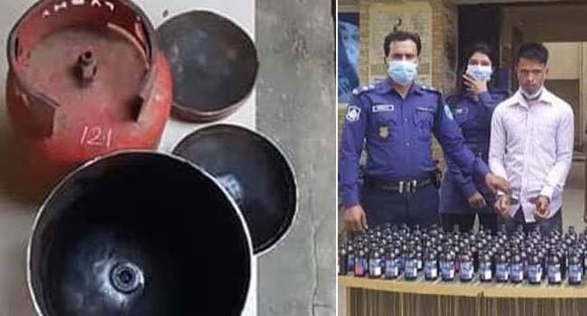 গ্যাস সিলিন্ডার কেটে ফেনসিডিল উদ্ধার, চালক আটক