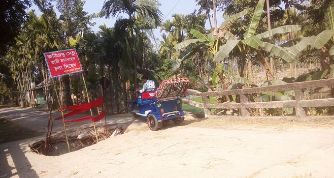 ভূরুঙ্গামারীতে ঝুঁকিপূর্ণ সেতু, ঝুঁকি নিয়ে পারাপার