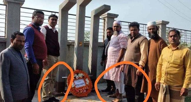জুতা পায়ে শহীদ মিনারে প্রধান শিক্ষক ও ইউপি সদস্য, ভাইরাল সামাজিক মাধ্যমে