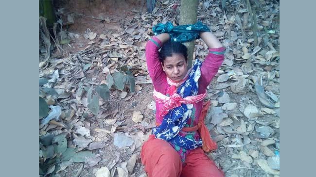 জমি নিয়ে ঝগড়া, গাছে বেঁধে গার্মেন্টস কর্মীকে নির্যাতন