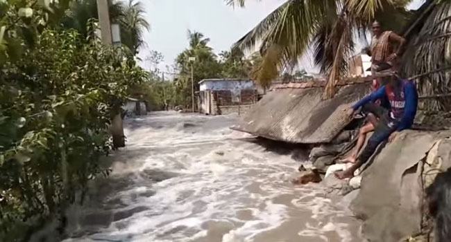 সাতক্ষীরায় খোলপেটুয়া নদীর রিং বেড়িবাঁধ ভেঙ্গে ৪ গ্রাম প্লাবিত