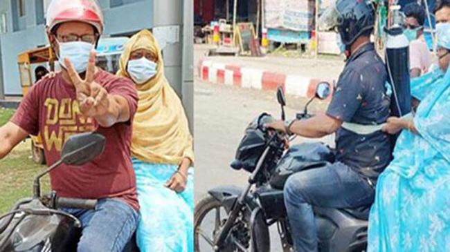 মাকে সুস্থ করে বাড়ি ফিরলেন পিঠে সিলিন্ডার বাঁধা ঝালকাঠির সেই ছেলে