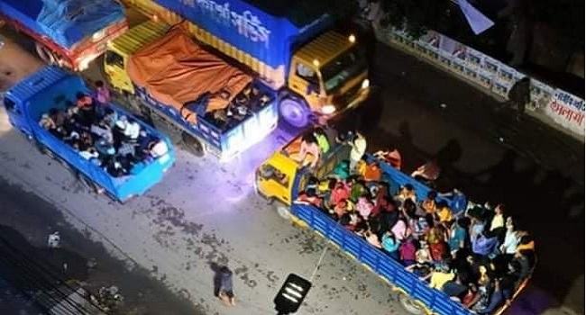 দূরপাল্লার গণপরিবহন বন্ধ : ট্রাক-পিকআপভ্যানে ঝুঁকিপূর্ণ ঈদযাত্রা