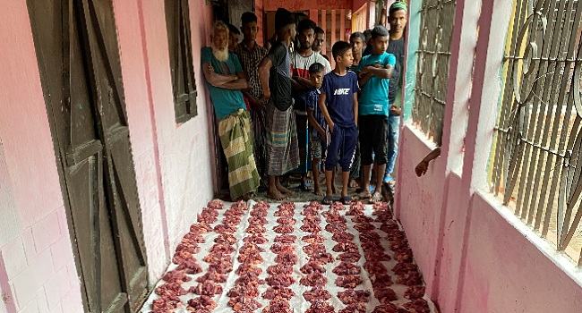 ওসমানীনগরে ঈদুল ফিতর উপলক্ষে গরুর গোসত বিতরণ