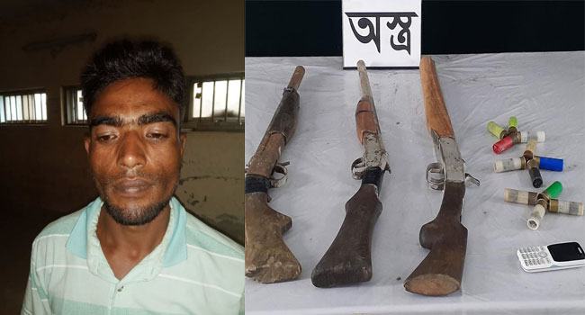 কোম্পানীগঞ্জে ৩ বন্দুকসহ যুবক আটক