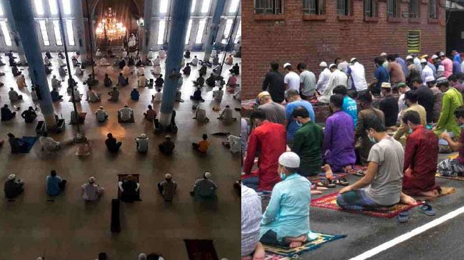 লকডাউনে জুমার নামাজ : রাজধানীর দু’টি মসজিদে ভিন্ন চিত্র