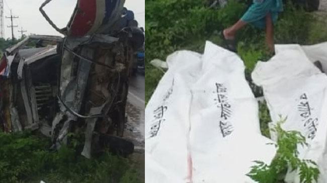 নরসিংদীতে কাভার্ডভ্যান-লেগুনা সংঘর্ষে মা-ছেলেসহ নিহত ৬