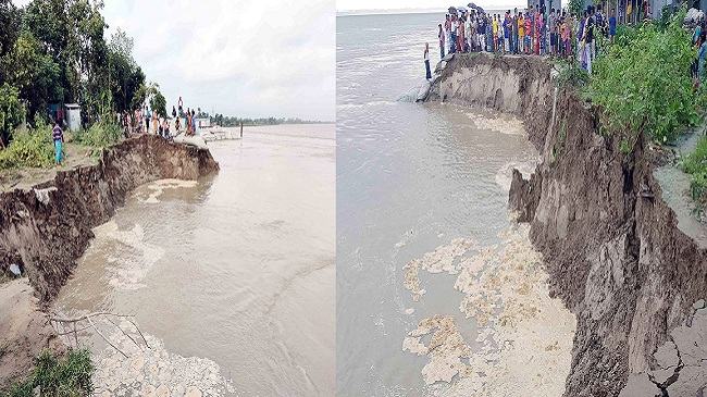হুমকির মুখে দৌলতদিয়া ফেরি ঘাট ও শত শত বসতবাড়ি