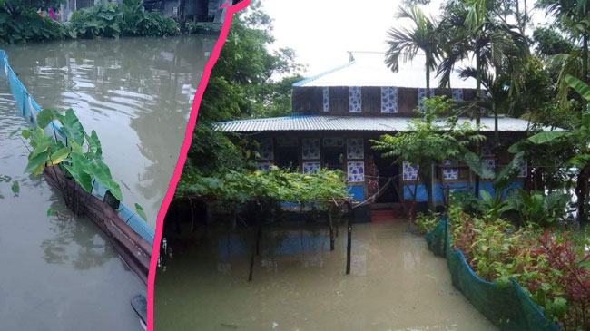 পাথরঘাটার ফসলি জমি ও মৎস্য ঘেরের ব্যাপক ক্ষতি