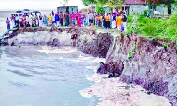 রাজবাড়ীতে পদ্মায় ভাঙন হুমকিতে দৌলতদিয়ার শত শত বসতবাড়ি