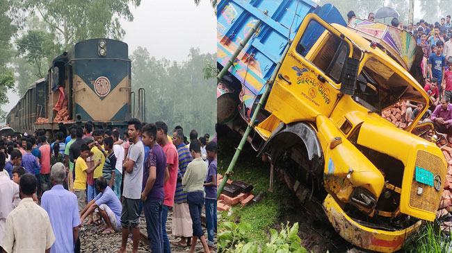 ডোমারে ট্রেনের ধাক্কায় ট্রাকের হেলপার নিহত