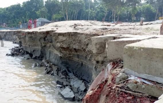 পদ্মায় হঠাৎ পানি বৃদ্ধি, রাজবাড়ী শহর প্রতিরক্ষা বাঁধের ৬০ মিটার নদীতে