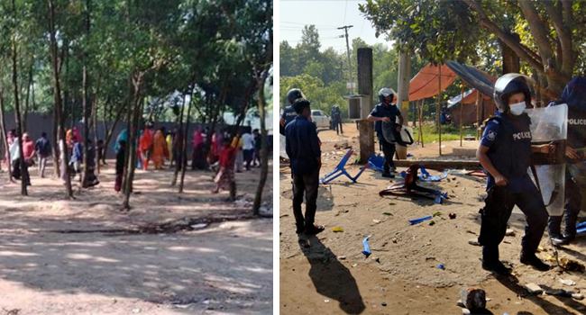 কালিয়াকৈরে পোশাক শ্রমিক ছাটাইয়ের প্রতিবাদে বিক্ষোভ, পুলিশের গুলি