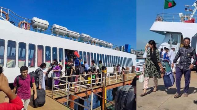 সেন্টমার্টিনের পথে পর্যটকবাহী জাহাজের যাত্রা শুরু