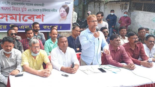 বিদেশে খালেদা জিয়ার চিকিৎসার ব্যবস্থা না করলে সরকার পতনের হুঁশিয়ারি রংপুর বিএনপির