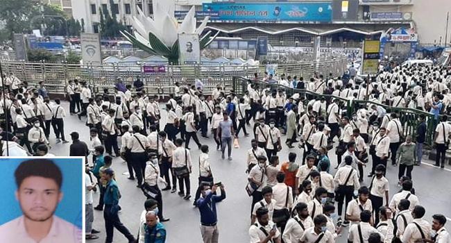 গাড়িচাপায় নটরডেম শিক্ষার্থী নিহতের প্রতিবাদে সড়ক অবরোধ