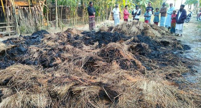 যৌতুক না দেয়ায় শ্বশুরের ধান পুড়িয়ে দিলো জামাই