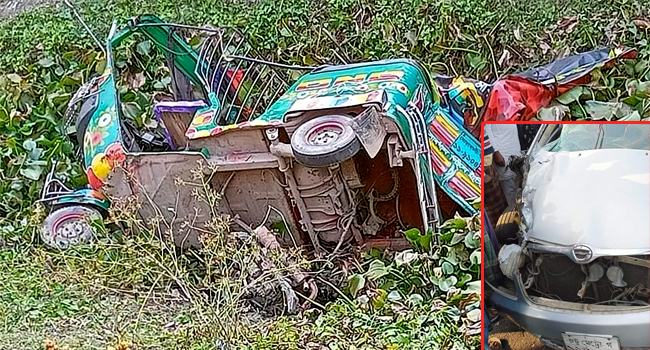 নোয়াখালীতে প্রাইভেট-সিএনজি-মোটরসাইকেলের ত্রিমুখী সংঘর্ষে নিহত ২
