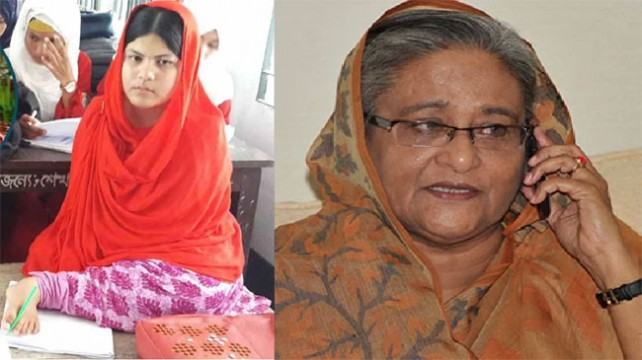 যশোরে পা দিয়ে লিখে এইচএসসিতে জিপিএ-৫ পাওয়া তামান্নাকে প্রধানমন্ত্রীর ফোন