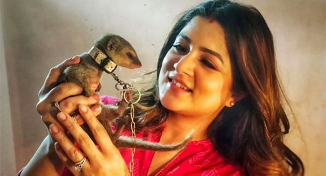 শিকলে বাঁধা বেজির সাথে ছবি পোস্ট করে বিপাকে শ্রাবন্তী