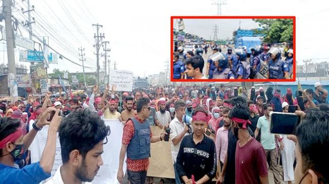 সিদ্ধিরগঞ্জে গার্মেন্টস শ্রমিকদের সড়ক অবরোধ