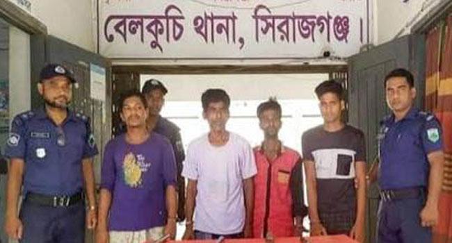 বেলকুচিতে ডাকাতি প্রস্তুতিকালে দেশীয় অস্ত্রসহ ৪ ডাকাত আটক