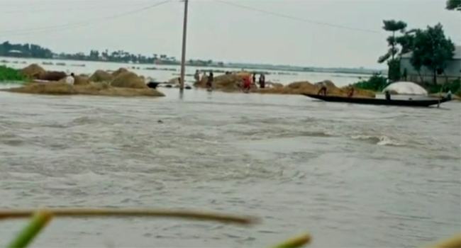 সুনামগঞ্জে নদীর পানি বিপদসীমার ওপরে, প্লাবিত হচ্ছে নিম্নাঞ্চল