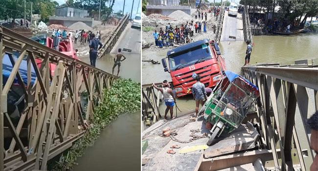 ভোলায় সেতু ভেঙে ট্রাক খালে, যোগাযোগ বিচ্ছিন্ন