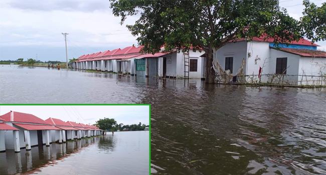 সরাইলে আশ্রয়ণ প্রকল্পের ঘরে কোমর পানি, অনাহারে বাসিন্দারা