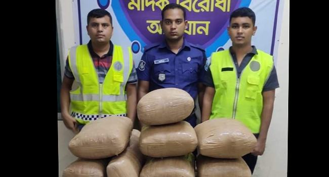 ফুলবাড়ীতে পুলিশের অভিযানে ৪২ কেজি গাঁজা জব্দ