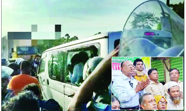 দাগনভূঞায় মিন্টুর গাড়ি বহরে হামলা, ভাঙচুর