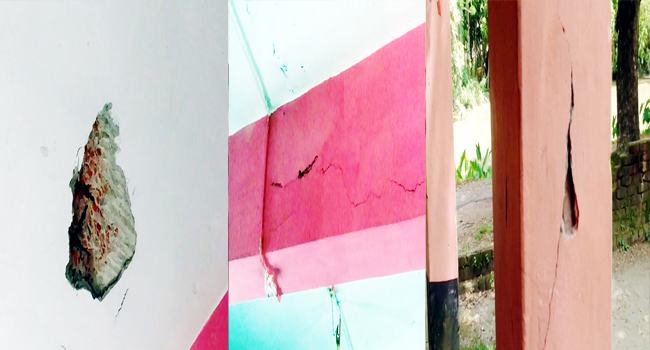 রাজাপুরে ঝুঁকিপূর্ণ ভবনে পাঠদান, আতঙ্কে শিশুরা