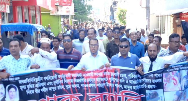 ঝালকাঠিতে বিএনপির বিক্ষোভ মিছিল ও সমাবেশ