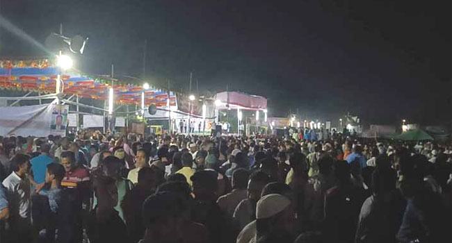 রাতেই কানায় কানায় পূর্ণ সমাবেশস্থল, প্রস্তুত মঞ্চ