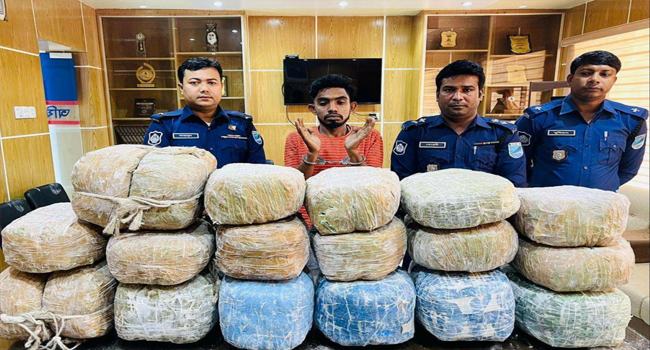সোনারগাঁওয়ে ৪৩ কেজি গাঁজাসহ যুবক আটক