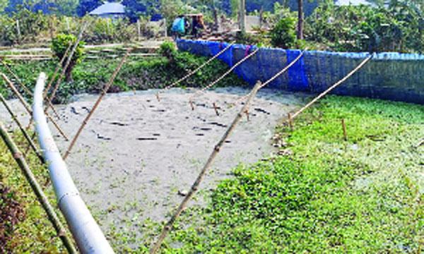 টঙ্গীবাড়ীতে রাতের আঁধারে জলাশয়ে মাটি ভরাট