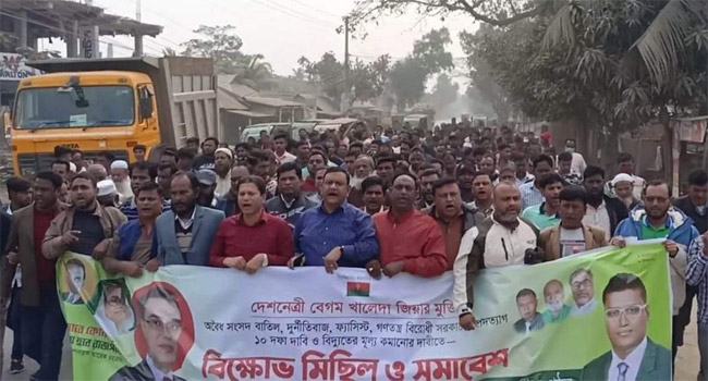 ঈশ্বরগঞ্জে বিএনপির বিক্ষোভ মিছিল ও সমাবেশ