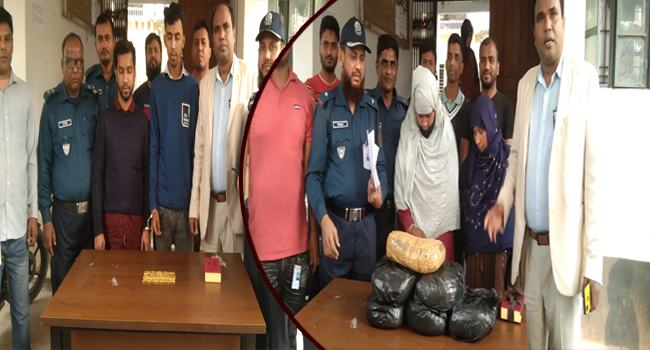 সৈয়দপুরে ২০টি সোনার বার ও গাঁজাসহ আটক ৪