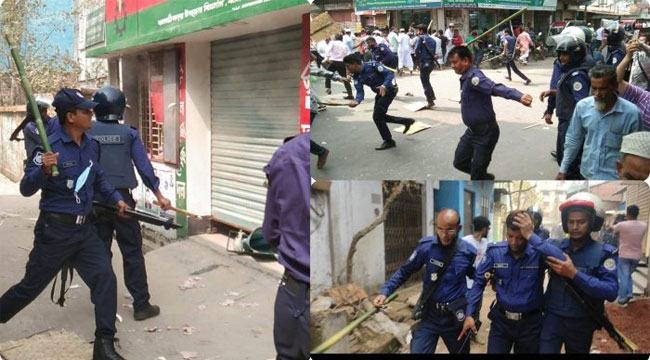 ঝালকাঠিতে বিএনপির পথযাত্রায় পুলিশের বাধা, আহত ৩০